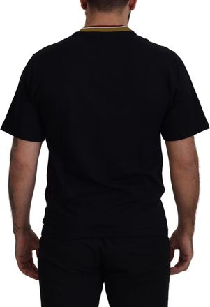 Dolce & Gabbana Mens Black Cotton Embroidered Crewneck T-Shirt