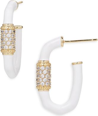 Kendra Scott Emery Enamel Hoop Earrings in Gold White Mix at Nordstrom
