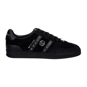 Philipp Plein Schoenen, Heren, Zwart, 46 EU, Leer, Low-Top Retro Rebel