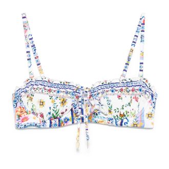 Camilla Badmode, Dames, Veelkleurig, S, Grafische Print Tie-Front Bikini Top
