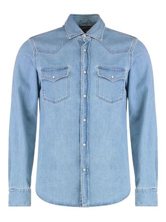 Moorer Larrie buttoned chest-pocket shirt - Blue