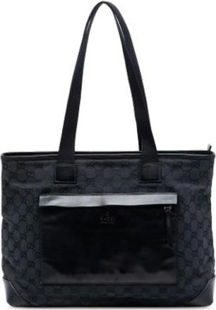 Gucci Pre-owned Tote Bags, female, Black, Size: ONE SIZE Pre-owned Canvas Tote