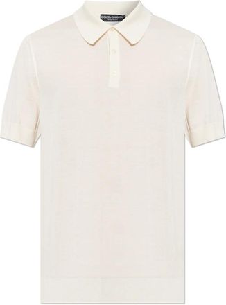 Dolce & Gabbana Fijngebreide Kasjmier Polo - Heren - Cashmere truien - Beige - XL - Kasjmier - Truien & Vesten