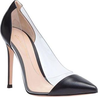 Gianvito Rossi Black leather & PVC Plexi 105 heeled pumps Size 37.5
