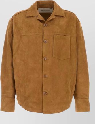 Ami suede oversize shirt long sleeves chest pocket