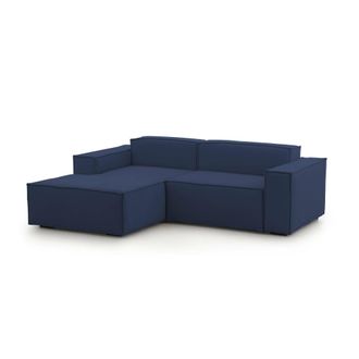 Dmora Sof&aacute; Fijo Dkivil, Sof&aacute; Modular 2 Plazas Pen&iacute;nsula Izquierda, 100% Made In Italy, Sof&aacute; Moderno En Tela, Cm 220x170h70, Azul - Dmora