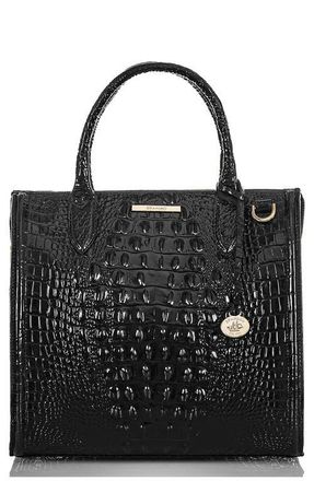 Brahmin Caroline Croc Embossed Leather Satchel in Black at Nordstrom