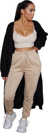 Femme Luxe Womens Knitted Long Puff Sleeve Midi Longline Cardigan, Available UK Sizes 6-14, Multicolour, Casual Loungewear (UK, Numeric, 14, Regular, Regular, Bl