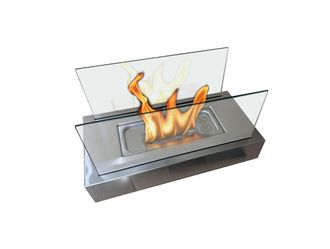 Purline Purline - Chimenea De Etanol De Sobremesa Con Dos Pantallas De Cristal Templado Gris