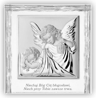 OEM Cuadro Plateado De Un &Aacute;ngel Enmarcado dios Te Bendiga... Cuadrado 765 12 X 12 Cm