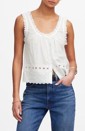 Madewell Embroidered Scalloped Tank Top in White at Nordstrom Rack, Size Xx-Large