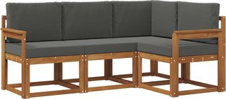 vidaXL Conjunto De Sof&aacute;s De Exterior 4 Uds. Natural Y Antracita Vidaxl