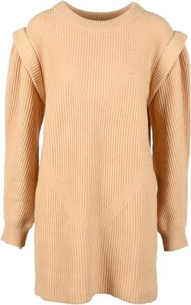 Weili Zheng Wollen jurk voor vrouwen - Dames - Kleedjes - Bruin - XL - Wol - Kleedjes