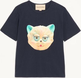 Valentino T-Shirt Valentino In Cotone Con Stampa Le Chat De La Maison Uomo NAVY 3XL