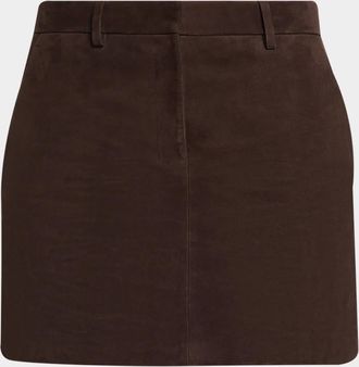 Theory Low-Rise Suede Mini Trouser Skirt