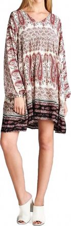 Velzera Paisley V-Neck Mini Dress In Pink
