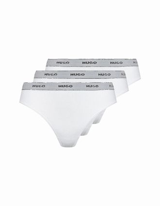 HUGO BOSS Womens 3-Pack Classic Logo Thongs, White - Size: 20/32in