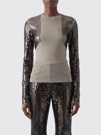 Rick Owens Top a maniche lunghe slim fit con paillettes e scollo a girocollo