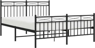 vidaXL Estructura Cama Sin Colch&oacute;n Con Estribo Metal Negro 140x190 Cm Vidaxl