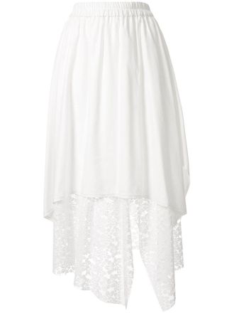 GOEN.J overlay mesh lace skirt - women - Cotton/Nylon/Rayon - M - White