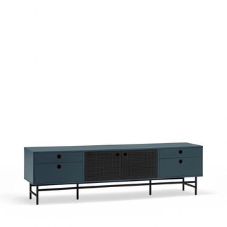 Teulat Mueble de tv 2 puertas 4 cajones gris antracita y negro