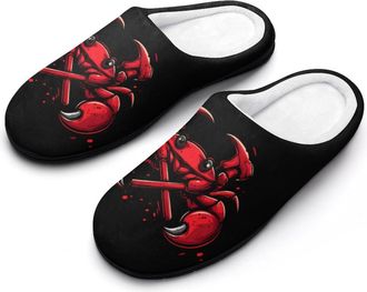 Generic Say No to Pot with Crab Womens Slippers Warm House Slippers Indoor House Shoes with Anti-Skid Rubber Sole