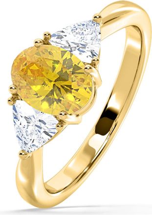 The Diamond Store Dalia Yellow Lab Diamond Oval with Trillions 1.70ct Ring in 18K Yellow Gold - Elara Collection