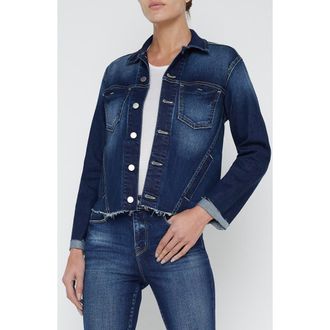 L'agence Janelle Slim Fit Raw Hem Denim Trucker Jacket in Lavelle at Nordstrom Rack, Size X-Small