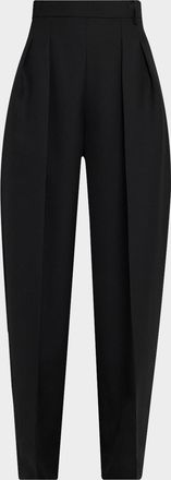 Khaite Dugan Pleated Tapered-Leg Ankle Pants