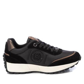 Xti Womens Leather Casual Sneakers In Black