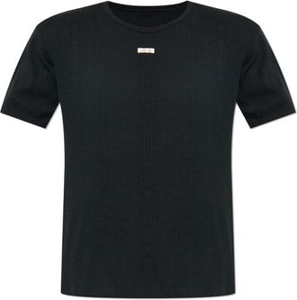 Maison Margiela Geribbelde t-shirt - Heren - T-shirts - Zwart - L - Katoen - Tops