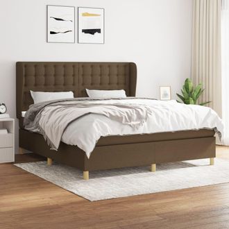 vidaXL Cama Box Spring Con Colch&oacute;n Tela Marr&oacute;n Oscuro 160x200 Cm Vidaxl