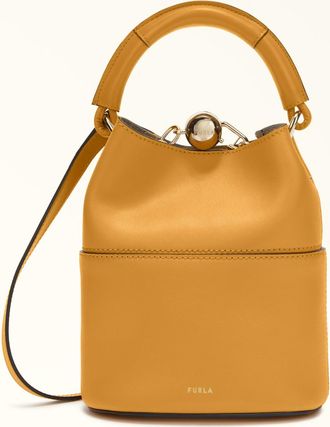 Furla Sfera Borsa Mini L Senape Giallo Pelle Di Vitello Doppia Napoli Donna