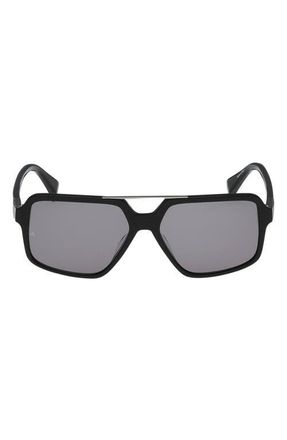 Rag & Bone 56mm Navigator Sunglasses in Shiny Black /Smoke Lenses at Nordstrom