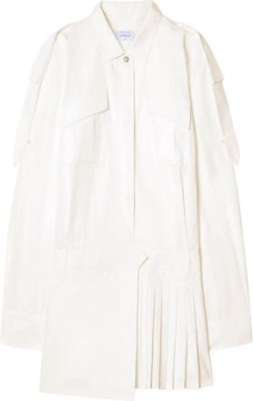 Off-white Witte Jurk met Kraag en Zakken - Dames - Shirt Kleedjes - Beige - XS - Katoen - Kleedjes