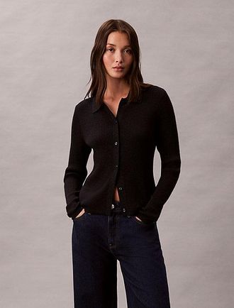 Calvin Klein C&aacute;rdigan Con Cuello De Canal&eacute; De Mezcla De Lana