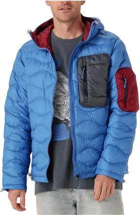 Peak Performance Jassen, Heren, Blauw, XL, Wol, Blauwe Dons Hoodie Jas Mannen