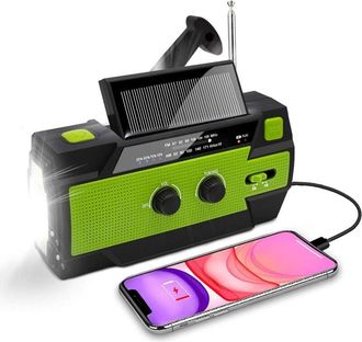 OEM Radio Port&aacute;til Con Dinamo Solar, Radio Am/fm, Bater&iacute;a Recargable De 4000 Mah, Linterna Led De 4 Modos, Luz De Lectura Con Sensor De Movimiento Y Alarm