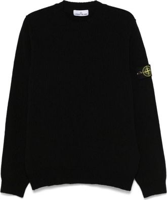 Stone Island Rondgebreide trui - Heren - Ronde hals truien - Zwart - L - Wol - Truien & Vesten