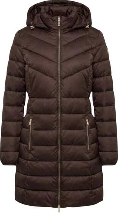 Yes-Zee M500 Lange Donsjas - Dames - Dons jassen - Bruin - L - Leer - Jassen