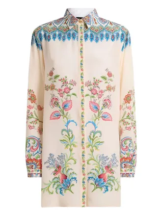 Etro floral-print silk shirt - Neutrals