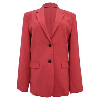Theory Single-Breasted Blazer in Red Linen