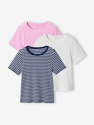 Jonen 3er-Pack T-Shirts aus Ripp M&auml;dchen JONEN wollwei&szlig;