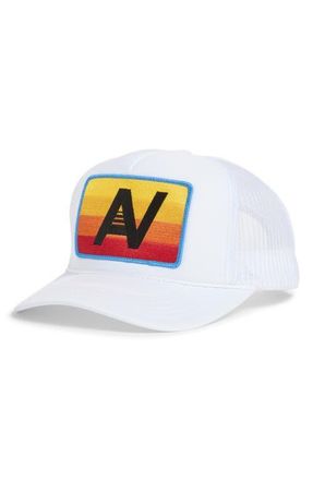 Aviator Nation Logo Rainbow Trucker Hat in White at Nordstrom