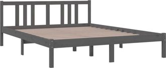 vidaXL Bed Frame without Mattress Grey Solid Wood 150x200 cm King Size King Size Vidaxl
