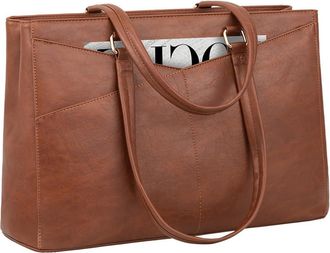 Generic Professional 15.6-Inch Waterproof Laptop Tote Bag for Women (Brown), Spacious Work Tote with Pockets for Business, Office, Commute, and Travel