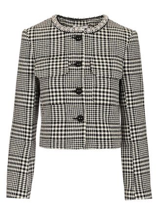 Self Portrait Wool Houndstooth Tailored Jacket