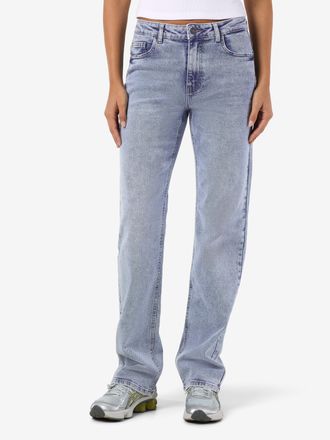 Noisy May High-waist-Jeans NOISY MAY NMMONICA HW STRAIGHT JEAN AZ359LB NOOS, Damen, Gr. 25, L&auml;nge 32, blau (light blau denim), Denim/Jeans, Obermaterial: 99% Ba