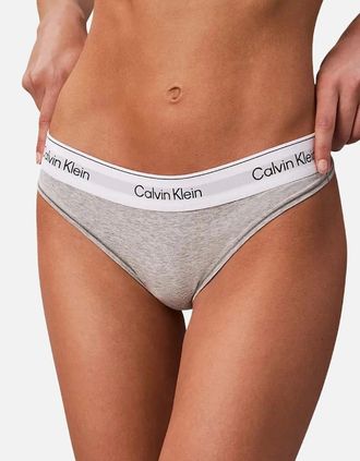 Calvin Klein Womens Icon Cotton Modal Thong, Grey Heather - Grey/Grey - Size: 20/32in