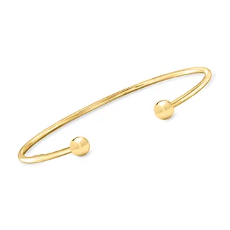 RS Pure by Ross-Simons Italian 18kt Gold Over Sterling Bead Cuff Bracelet
